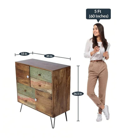 Hand Carved Multicolored Dresser | Wooden Chest of Drawer Chest of Drawers - Bone Inlay Furnitures