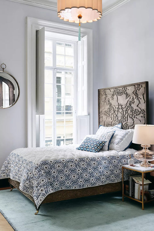 Hand Carved Odelina Bed Indian Design Solid Wooden | Indian Furniture Beds & Bed Frames - Bone Inlay Furnitures