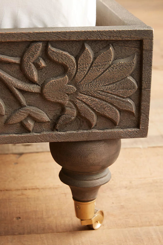 Hand Carved Odelina Bed Indian Design Solid Wooden | Indian Furniture Beds & Bed Frames - Bone Inlay Furnitures