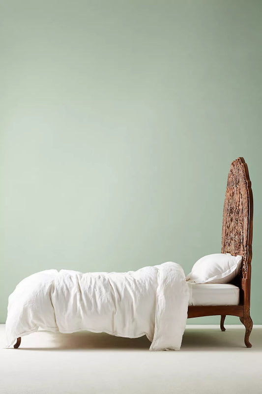 Hand Carved Peacock Woodland Bed |Custom Design Wooden Peacock Bed Bed - Bone Inlay Furnitures