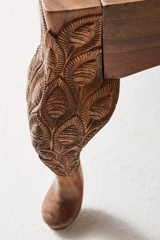 Hand Carved Peacock Woodland Bed |Custom Design Wooden Peacock Bed Bed - Bone Inlay Furnitures