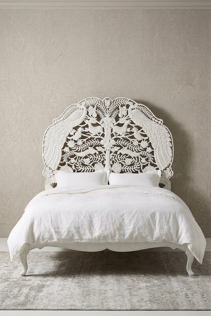rustic white woodland bed