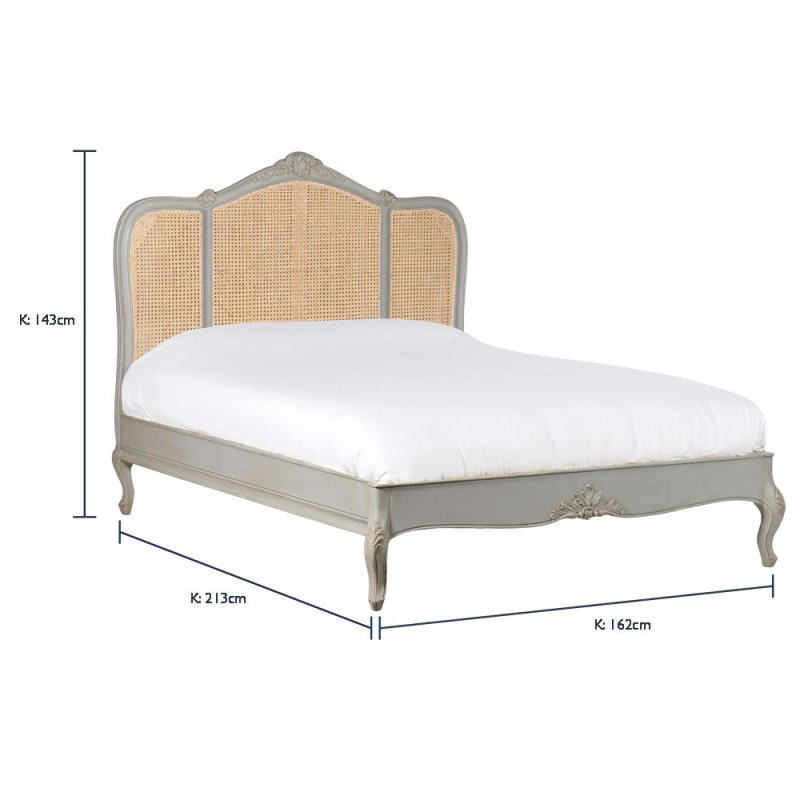 Hand Carved Rattan Low Footboard Luxury Bed Beds & Bed Frames - Bone Inlay Furnitures