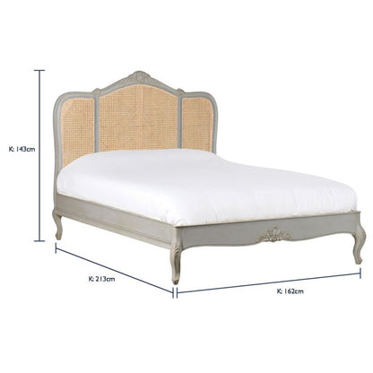 Hand Carved Rattan Low Footboard Luxury Bed Beds & Bed Frames - Bone Inlay Furnitures