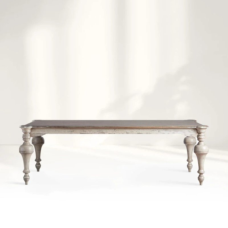 Hand Carved Rectangle Dining Table | Indian White Dining Table Dining Table - Bone Inlay Furnitures