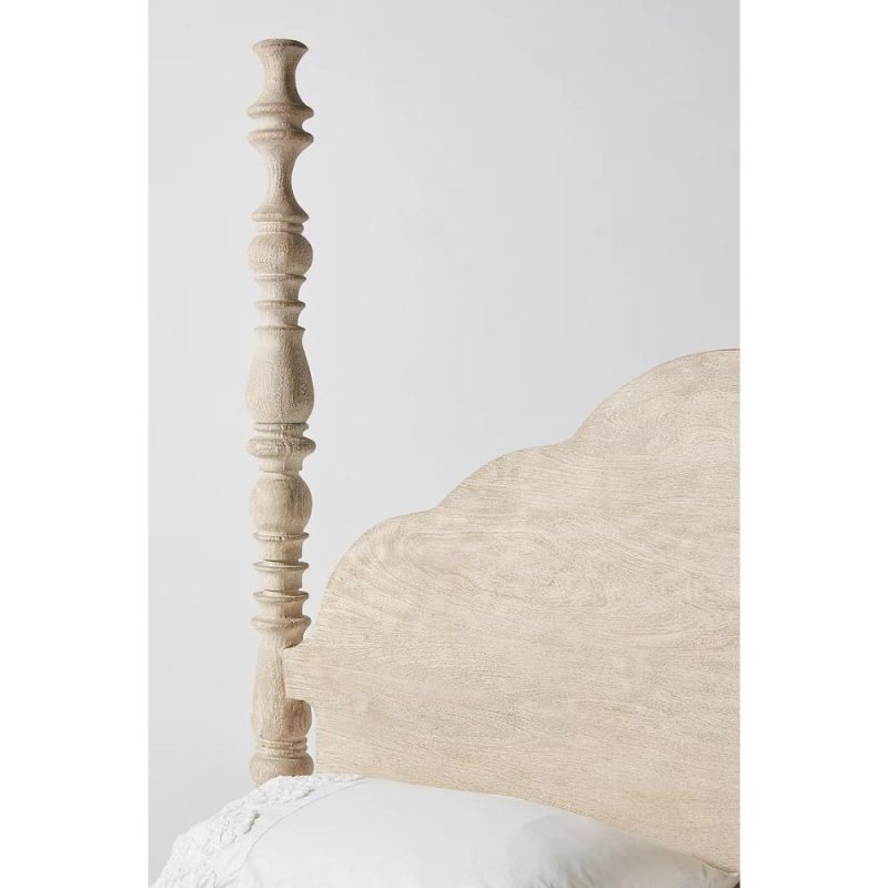 Hand Carved Rosalie Four - Poster Bed | Solid Wood Wooden Carved Platform Bed Beds & Bed Frames - Bone Inlay Furnitures