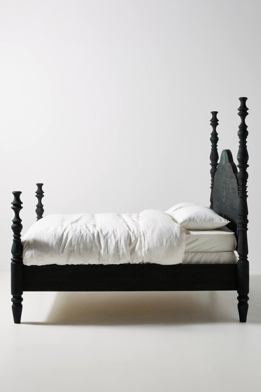 Hand Carved Rosalie Four - Poster Bed | Solid Wood Wooden Carved Platform Bed Beds & Bed Frames - Bone Inlay Furnitures