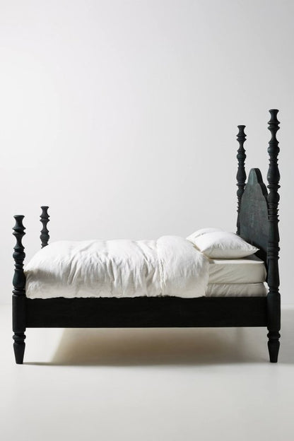 Hand Carved Rosalie Four - Poster Bed | Solid Wood Wooden Carved Platform Bed Beds & Bed Frames - Bone Inlay Furnitures