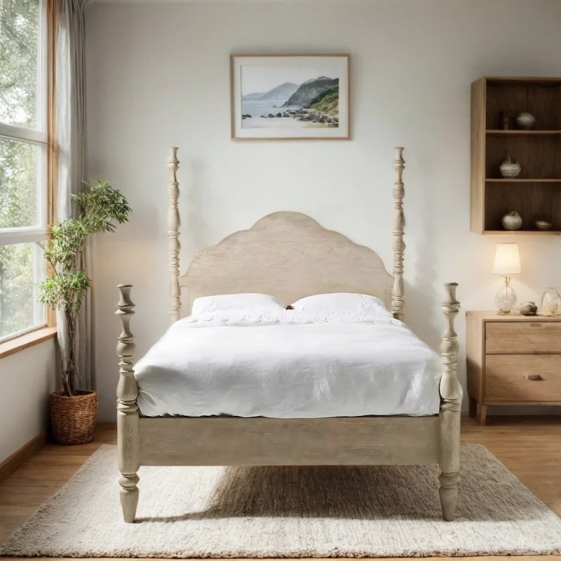 Hand-carved Rosalie Spindle Four Poster Bed | Anthropology