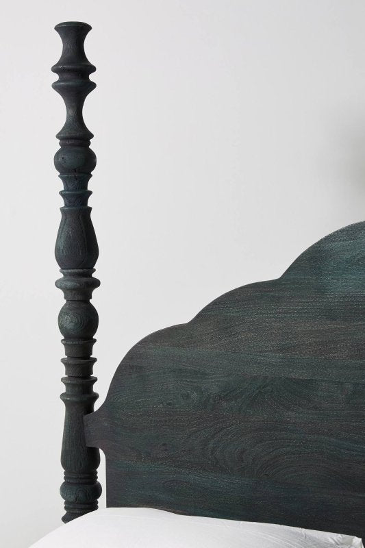 Hand Carved Rosalie Four - Poster Bed | Solid Wood Wooden Carved Platform Bed Beds & Bed Frames - Bone Inlay Furnitures