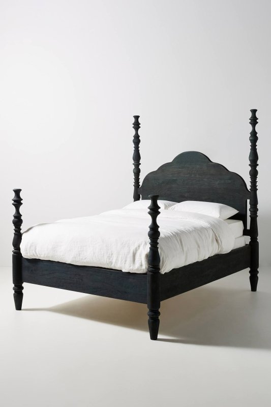 Hand Carved Rosalie Four - Poster Bed | Solid Wood Wooden Carved Platform Bed Beds & Bed Frames - Bone Inlay Furnitures