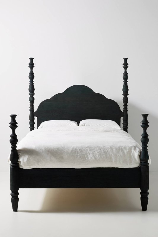 Hand Carved Rosalie Four - Poster Bed | Solid Wood Wooden Carved Platform Bed Beds & Bed Frames - Bone Inlay Furnitures