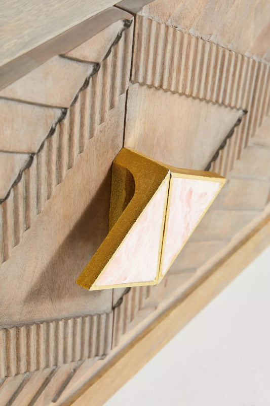 Hand Carved Samuel Media Console table | Woodcarving TV unit Media Console Table - Bone Inlay Furnitures