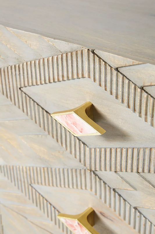 Hand Carved Samuel Six - Drawer Dresser | Large Storage Furniture Chest of Drawers - Bone Inlay Furnitures