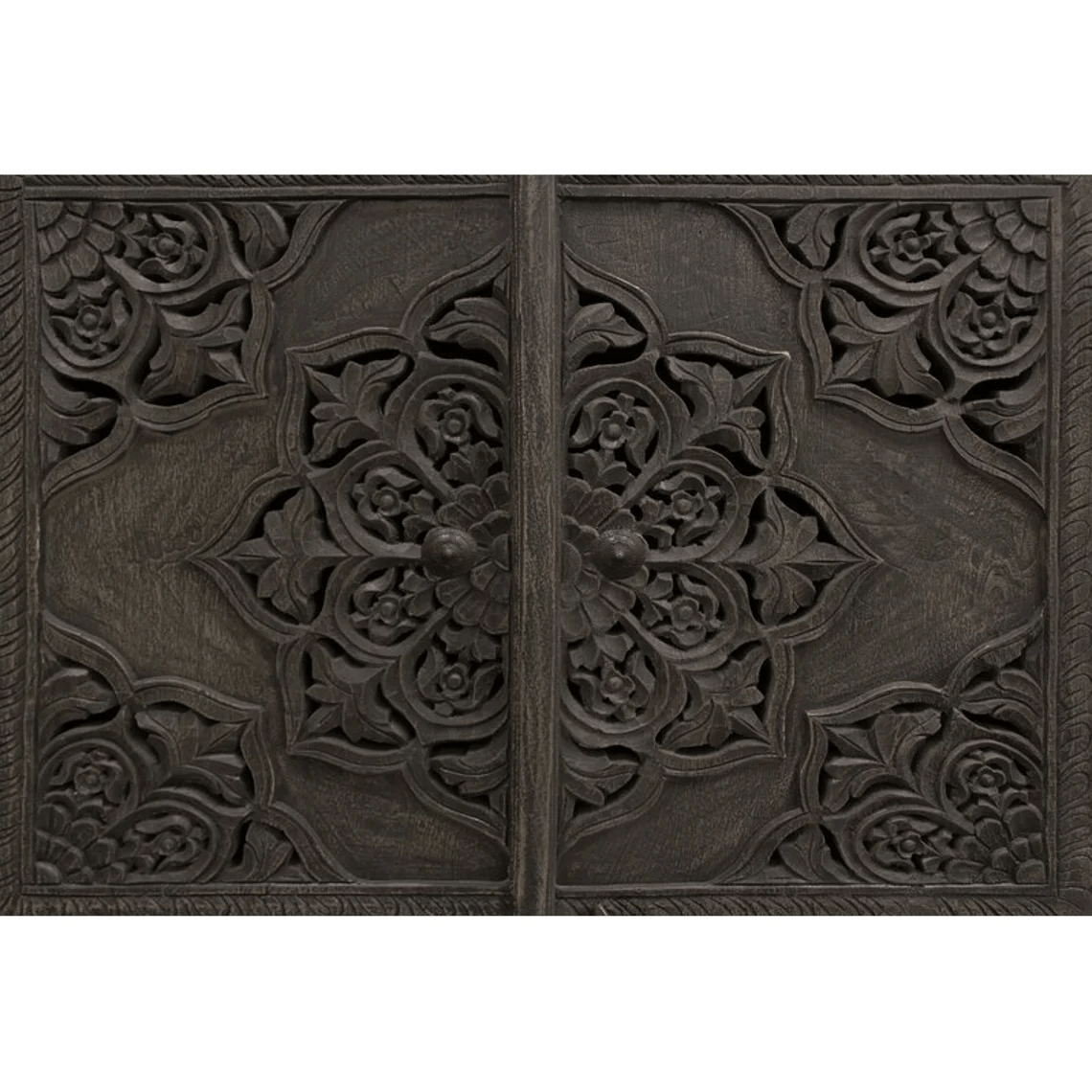 Artisanal Hand-Carved Floral Wooden Sideboard