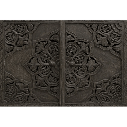 Artisanal Hand-Carved Floral Wooden Sideboard