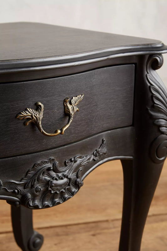 Hand - Carved Solid Wood French Style Black Menara Bedroom Set Bedroom Set - Bone Inlay Furnitures