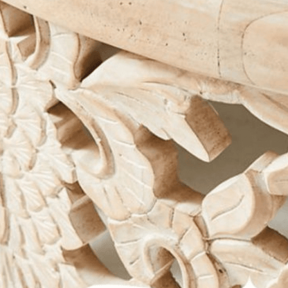 Hand Carved Solid Wood Lotus Flower Round Coffee Table Center Table - Bone Inlay Furnitures