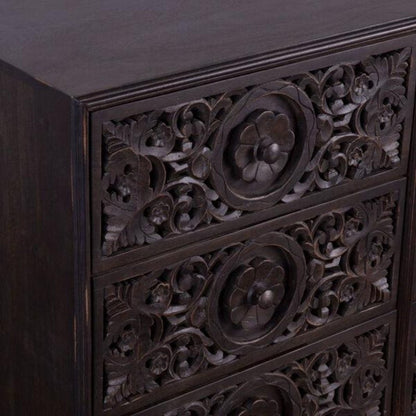 Hand - Carved Solid Wood Six Drawers Dresser | Indian Wooden Furniture Chest of Drawers - Bone Inlay Furnitures
