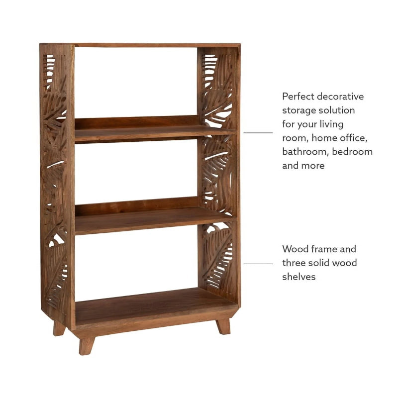 Hand Carved Solid Wood Standard Bookcase | Wooden Bookshelf Furniture Bookshelf - Bone Inlay Furnitures