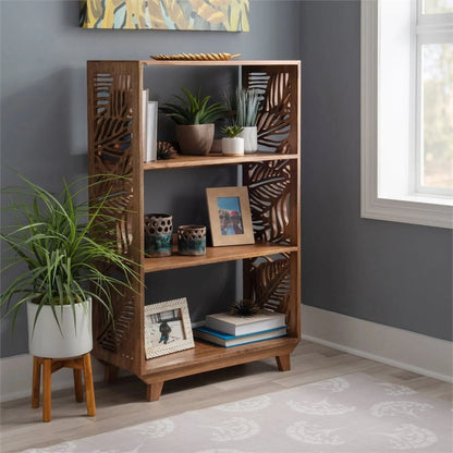 Hand Carved Solid Wood Standard Bookcase | Wooden Bookshelf Furniture Bookshelf - Bone Inlay Furnitures