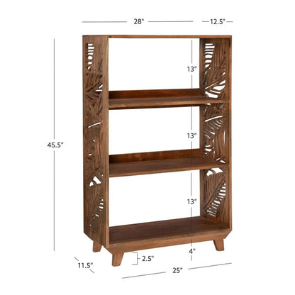 Hand Carved Solid Wood Standard Bookcase | Wooden Bookshelf Furniture Bookshelf - Bone Inlay Furnitures
