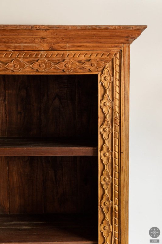 Hand Carved Solid Wooden Bookshelf Bookshelf - Bone Inlay Furnitures