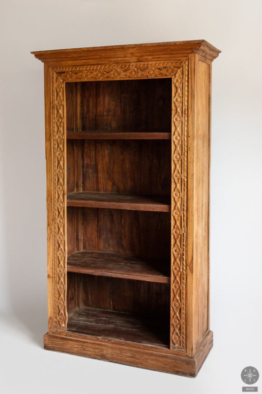 Hand Carved Solid Wooden Bookshelf Bookshelf - Bone Inlay Furnitures