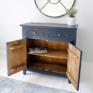 Hand Carved Storage Cabinet | Wooden Hand Carved Small Sideboard Cabinet - Bone Inlay Furnitures
