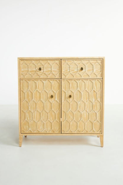 Hand Carved Textured Trellis Entryway Cabinet | Wooden Cabinetry Furniture Cabinet - Bone Inlay Furnitures