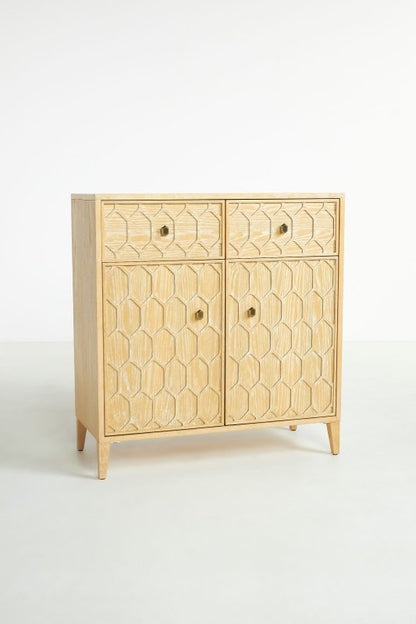 Hand Carved Textured Trellis Entryway Cabinet | Wooden Cabinetry Furniture Cabinet - Bone Inlay Furnitures