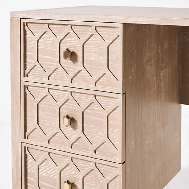 Hand Carved Textured Trellis Work Desk | Wooden Laptop desk Desk - Bone Inlay Furnitures