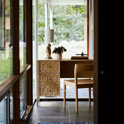 Hand Carved Textured Trellis Work Desk | Wooden Laptop desk Desk - Bone Inlay Furnitures