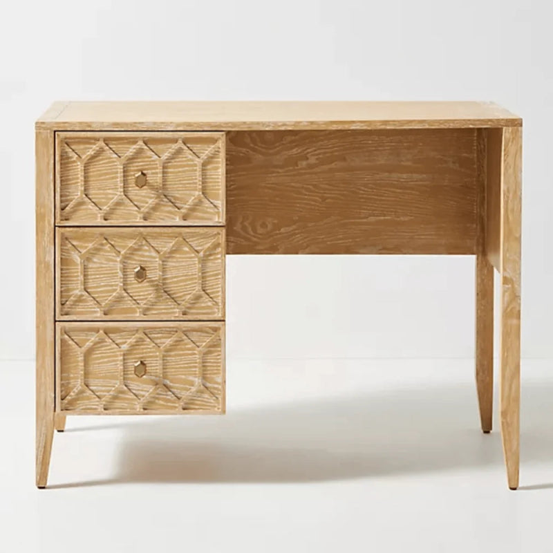 Hand Carved Textured Trellis Work Desk | Wooden Laptop desk Desk - Bone Inlay Furnitures