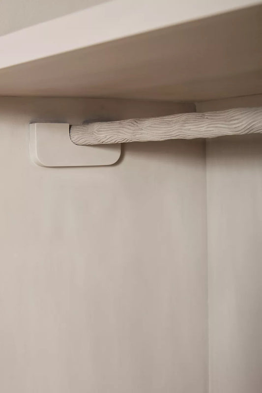 Hand - Carved White Armoire – Solid Wood, Minimalist Design Armoire - Bone Inlay Furnitures