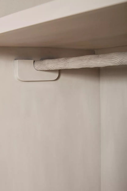 Hand - Carved White Armoire – Solid Wood, Minimalist Design Armoire - Bone Inlay Furnitures