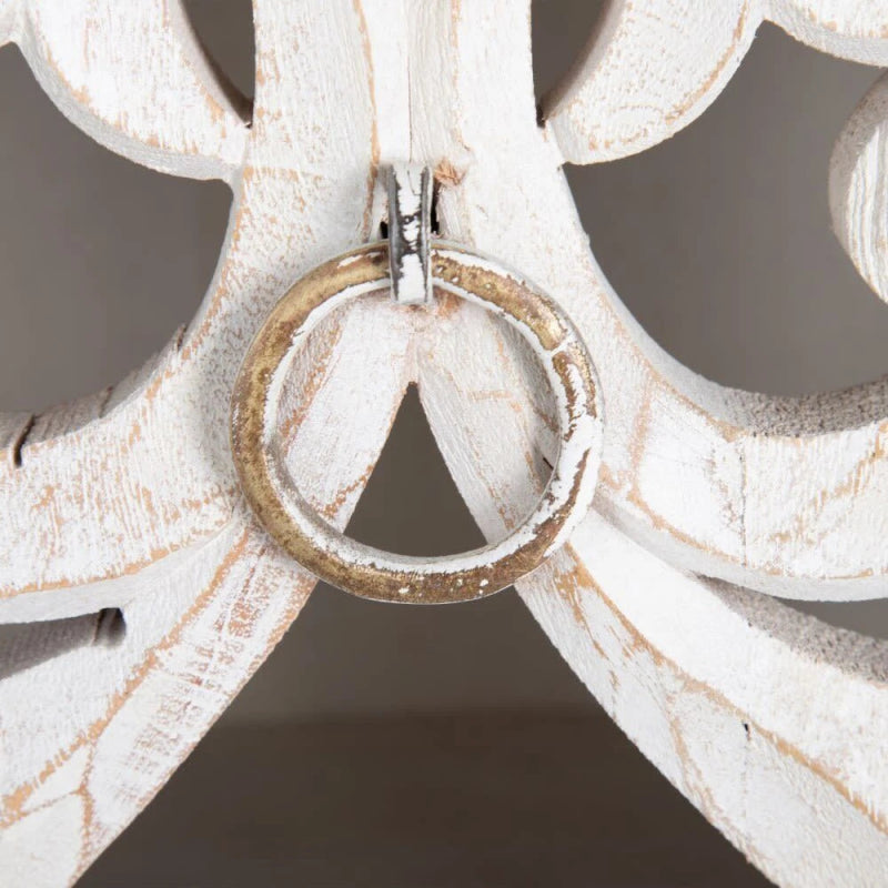 Hand Carved White Floral Armoire – Solid Wood With Carved Doors Storage Closet Armoire - Bone Inlay Furnitures