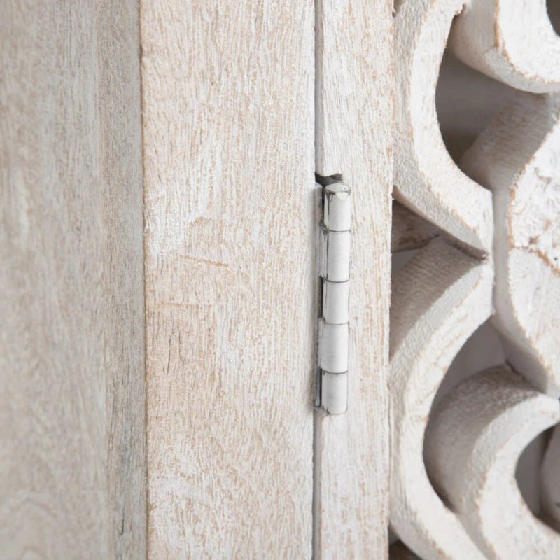 Hand Carved White Floral Armoire – Solid Wood With Carved Doors Storage Closet Armoire - Bone Inlay Furnitures