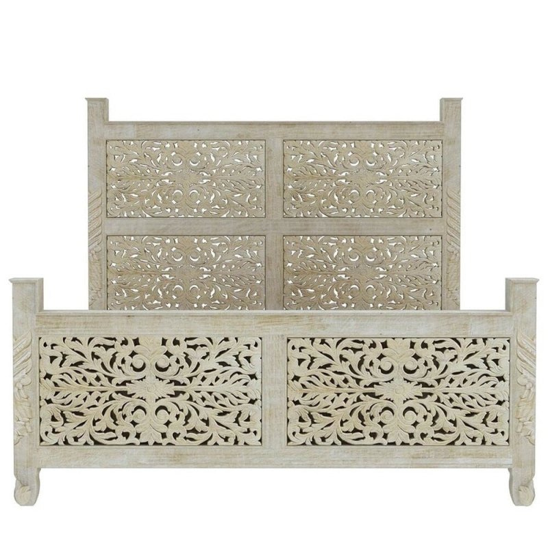 Hand Carved Wooden Bed Beds & Bed Frames - Bone Inlay Furnitures