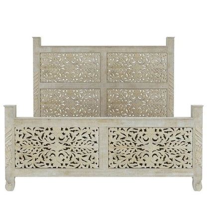 Hand Carved Wooden Bed Beds & Bed Frames - Bone Inlay Furnitures