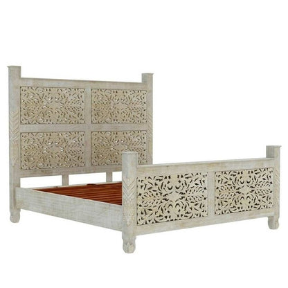 Hand Carved Wooden Bed Beds & Bed Frames - Bone Inlay Furnitures