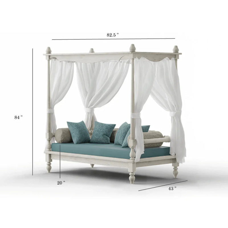 Hand Carved Wooden Canopy Daybeds Daybed - Bone Inlay Furnitures