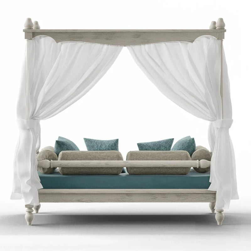 Hand Carved Wooden Canopy Daybeds Daybed - Bone Inlay Furnitures