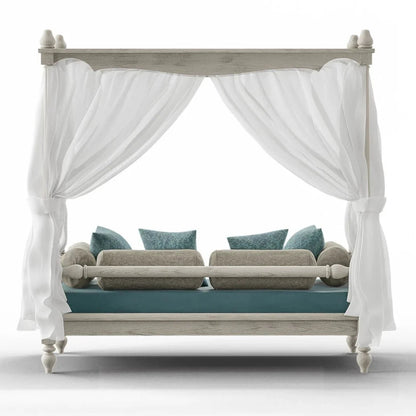 Hand Carved Wooden Canopy Daybeds Daybed - Bone Inlay Furnitures