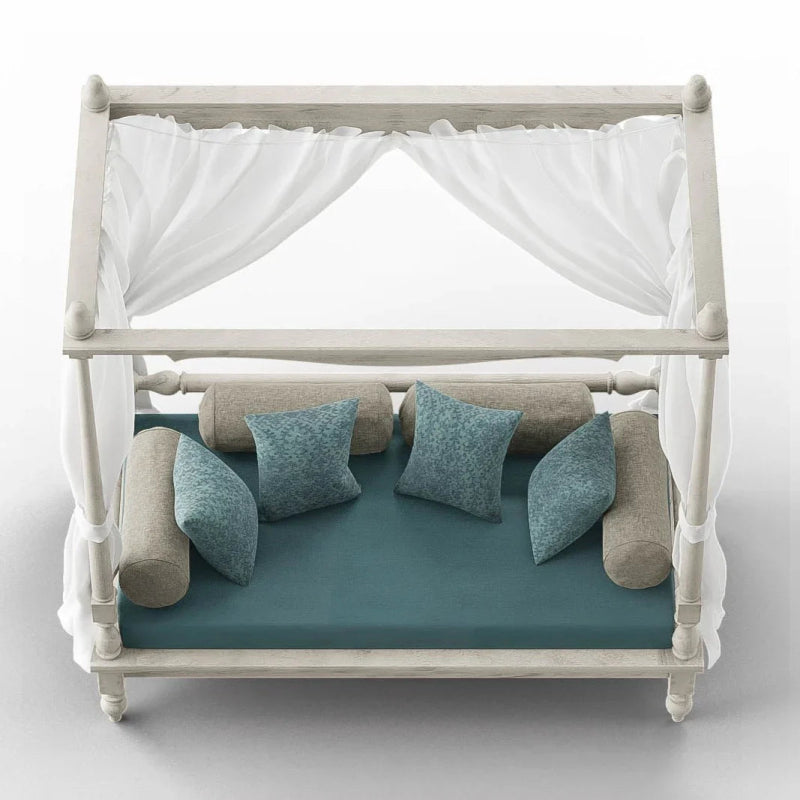 Hand Carved Wooden Canopy Daybeds Daybed - Bone Inlay Furnitures