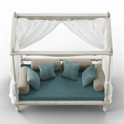 Hand Carved Wooden Canopy Daybeds Daybed - Bone Inlay Furnitures