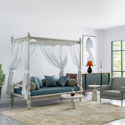 Hand Carved Wooden Canopy Daybeds Daybed - Bone Inlay Furnitures