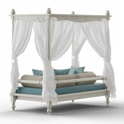 Hand Carved Wooden Canopy Daybeds Daybed - Bone Inlay Furnitures