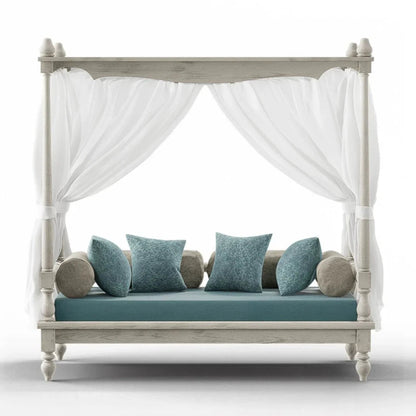 Hand Carved Wooden Canopy Daybeds Daybed - Bone Inlay Furnitures