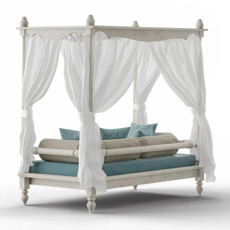 Hand Carved Wooden Canopy Daybeds Daybed - Bone Inlay Furnitures